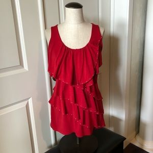 Embellished red tank
